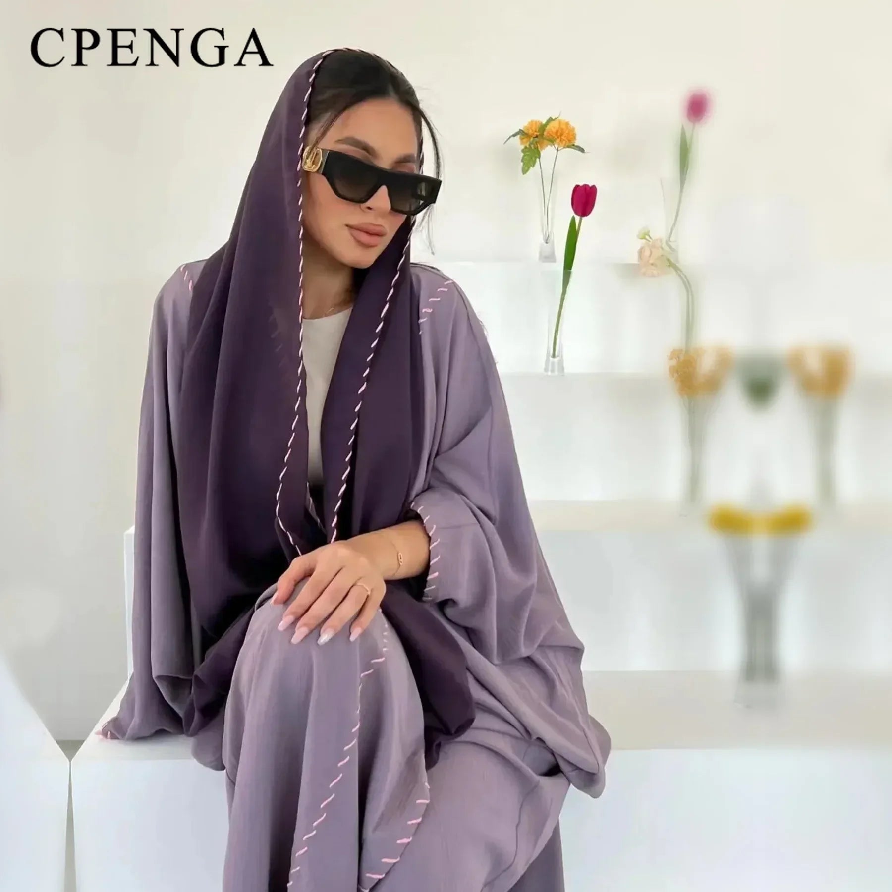 2 Piece Arabia Muslim Modest Cardigan for Women Eid Dubai Hijab Kimono Abaya Dress Luxury Islam Coat Clothing Turkish Solid Robe