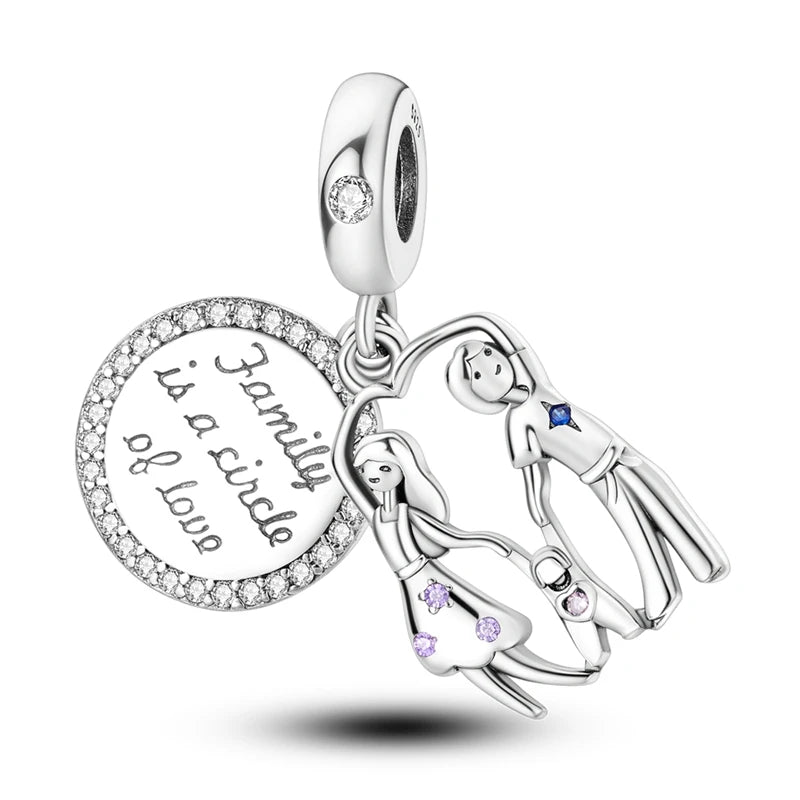 925 Silver Mothers Day Charms Heart Beads Fit Original Bracelet DIY Jewelry Gift