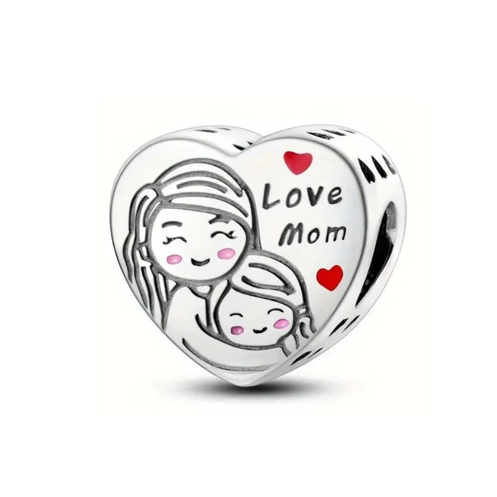 925 Sterling Silver Bead Pendant For Newborn Family Bottle Fits Bracelet Gift