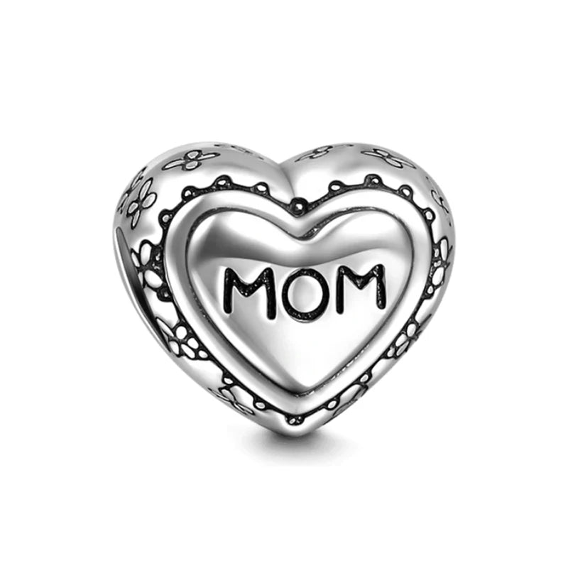 925 Sterling Silver Bead Pendant For Newborn Family Bottle Fits Bracelet Gift
