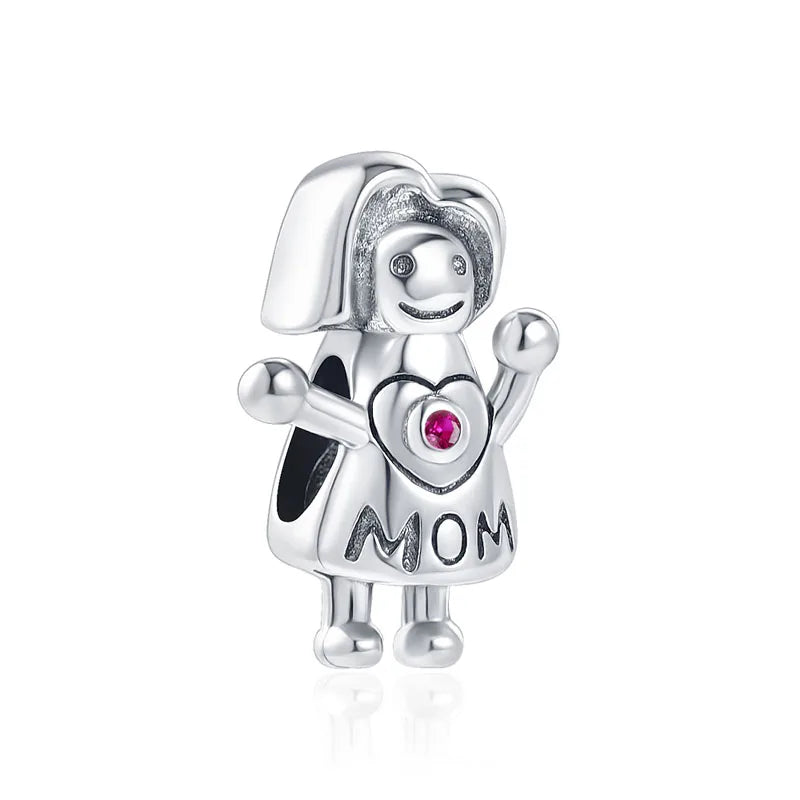 925 Sterling Silver Bead Pendant For Newborn Family Bottle Fits Bracelet Gift