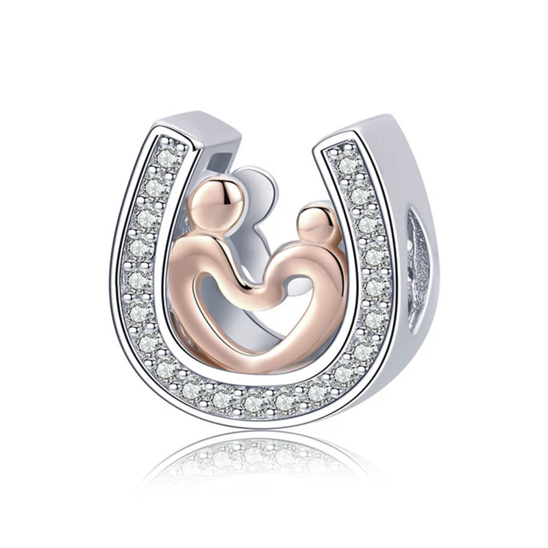 925 Sterling Silver Bead Pendant For Newborn Family Bottle Fits Bracelet Gift