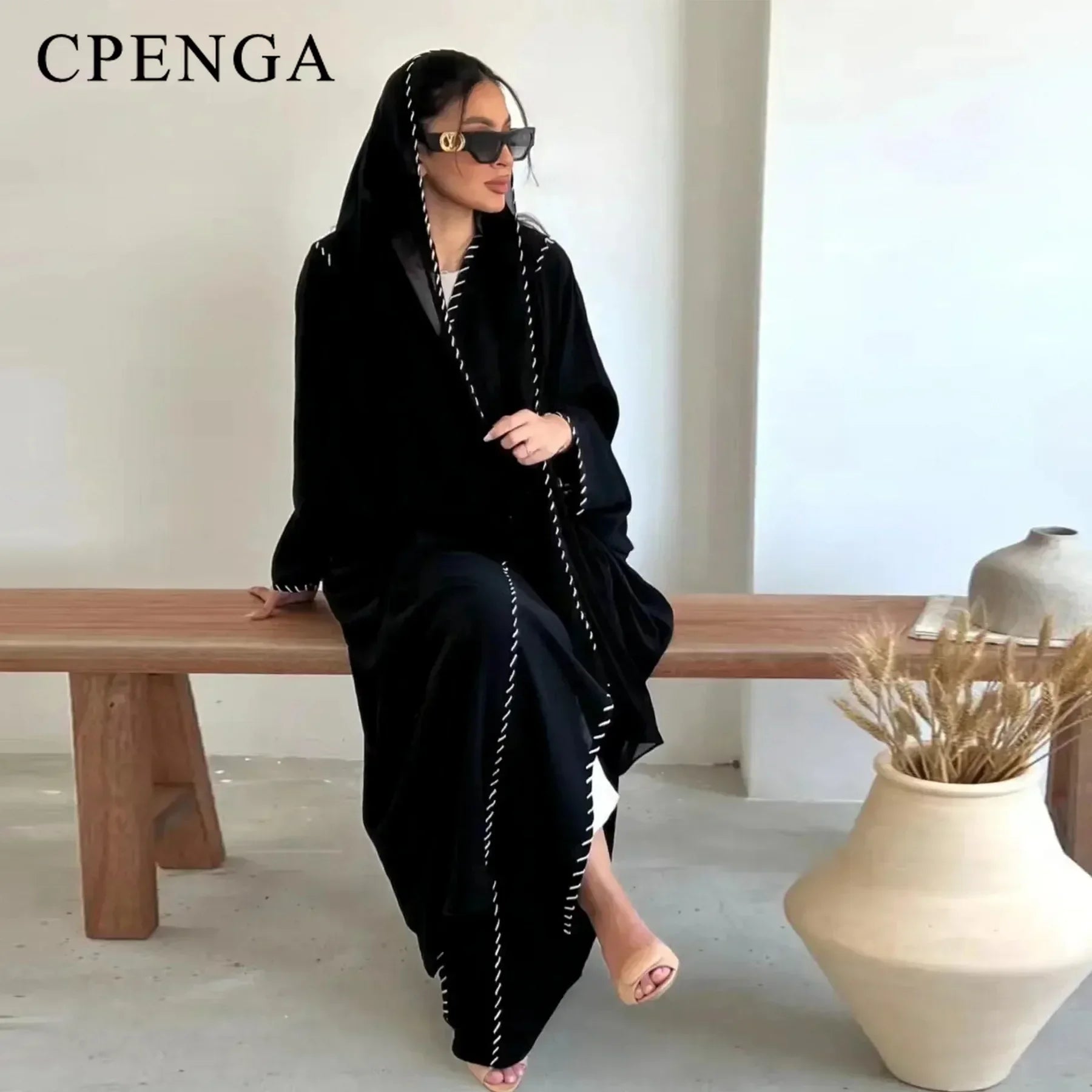 2 Piece Arabia Muslim Modest Cardigan for Women Eid Dubai Hijab Kimono Abaya Dress Luxury Islam Coat Clothing Turkish Solid Robe