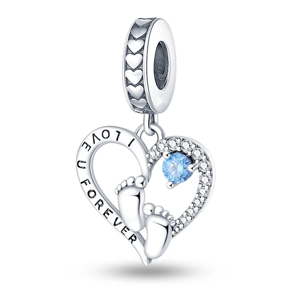 925 Sterling Silver Bead Pendant For Newborn Family Bottle Fits Bracelet Gift