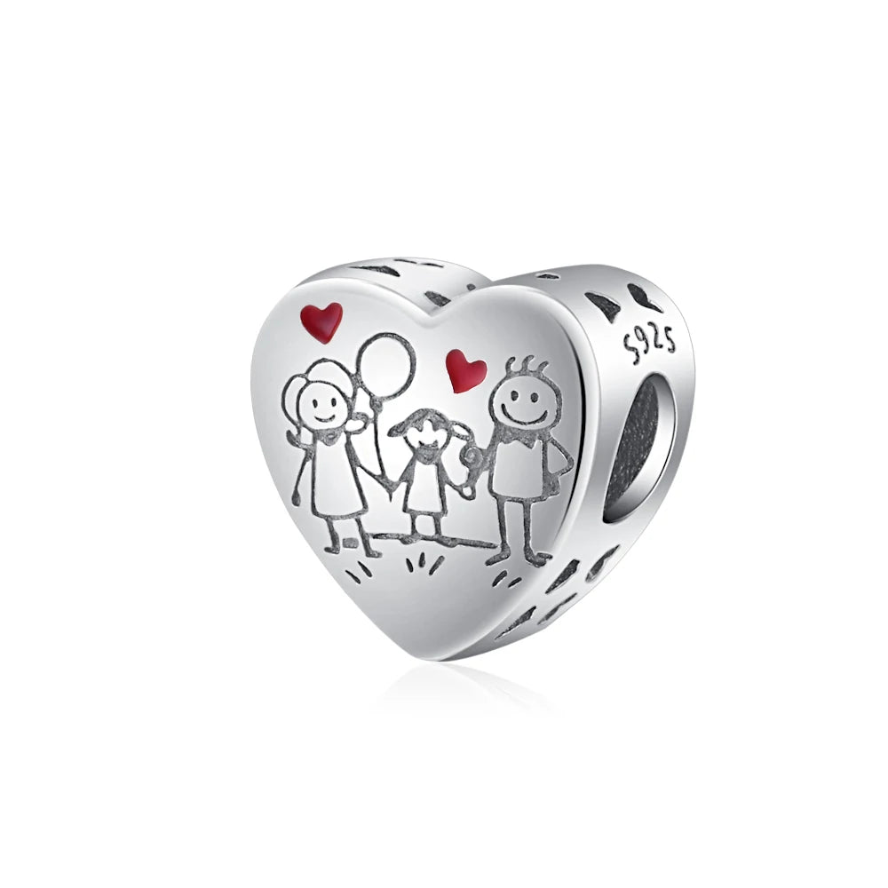 925 Sterling Silver Bead Pendant For Newborn Family Bottle Fits Bracelet Gift