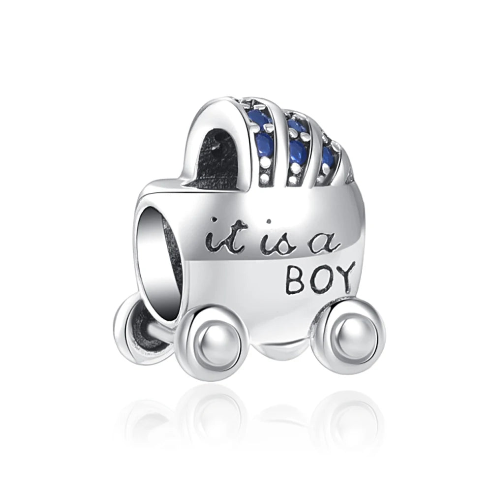 925 Sterling Silver Bead Pendant For Newborn Family Bottle Fits Bracelet Gift