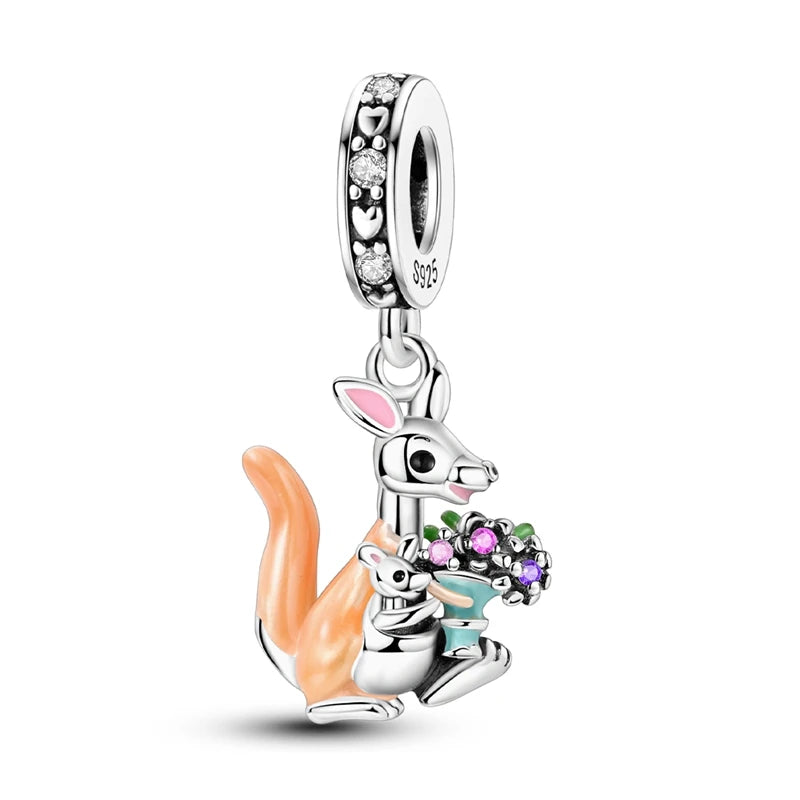 925 Silver Mothers Day Charms Heart Beads Fit Original Bracelet DIY Jewelry Gift
