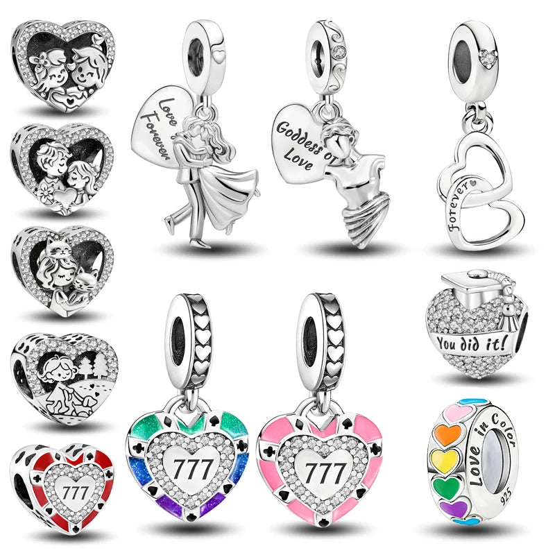 925 Silver Plated Love Heart Bead Venus De Milo DIY Bracelet Jewelry Gift