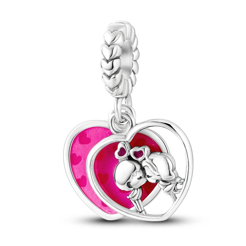 925 Silver Mothers Day Charms Heart Beads Fit Original Bracelet DIY Jewelry Gift