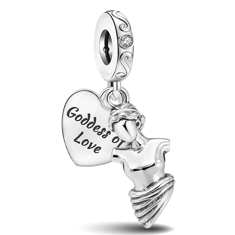 925 Silver Plated Love Heart Bead Venus De Milo DIY Bracelet Jewelry Gift