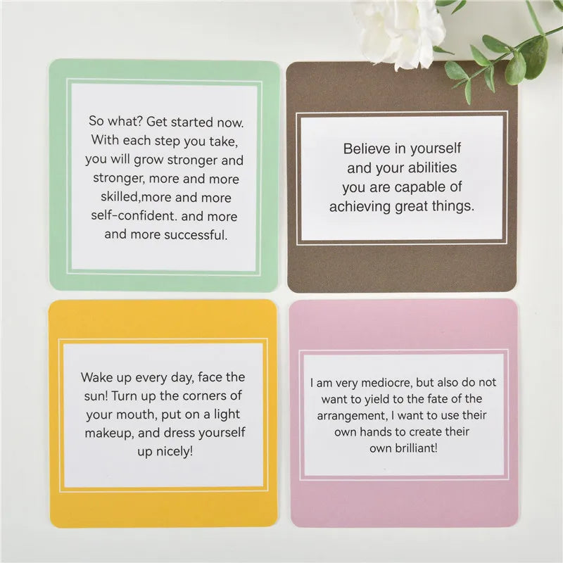 50Pcs Inspirational English Mindful Affirmation Cards Set Greeting Cards