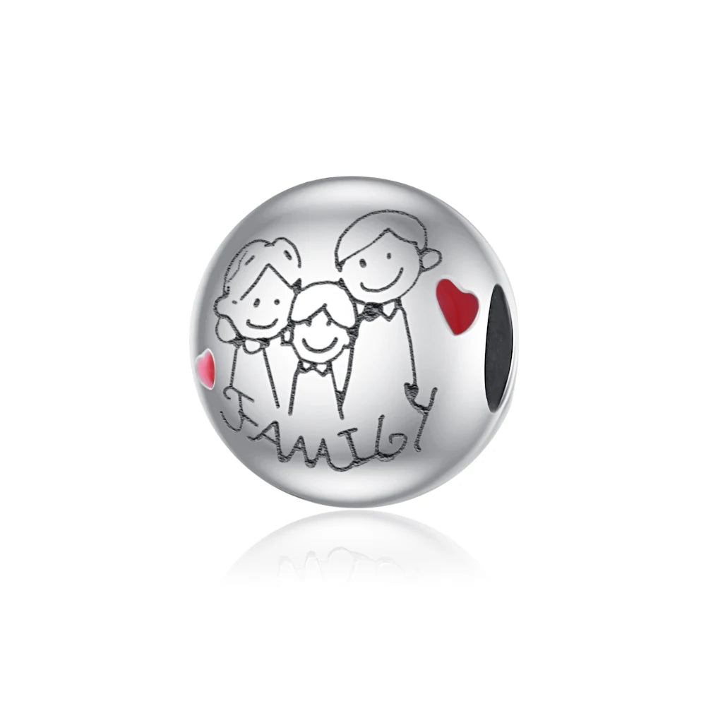 925 Sterling Silver Bead Pendant For Newborn Family Bottle Fits Bracelet Gift