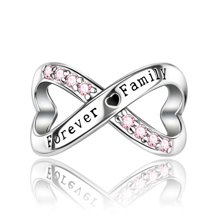 925 Silver Pink Flower Charm Infinity Heart Butterfly Tortoise Jewelry