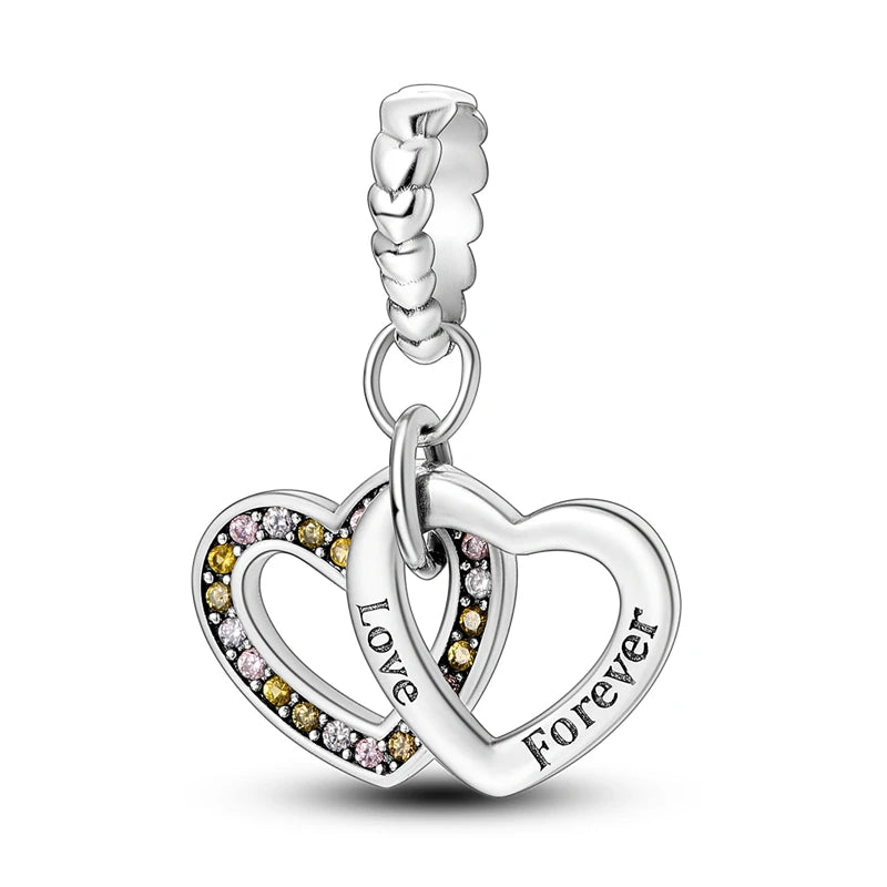 925 Silver Mothers Day Charms Heart Beads Fit Original Bracelet DIY Jewelry Gift