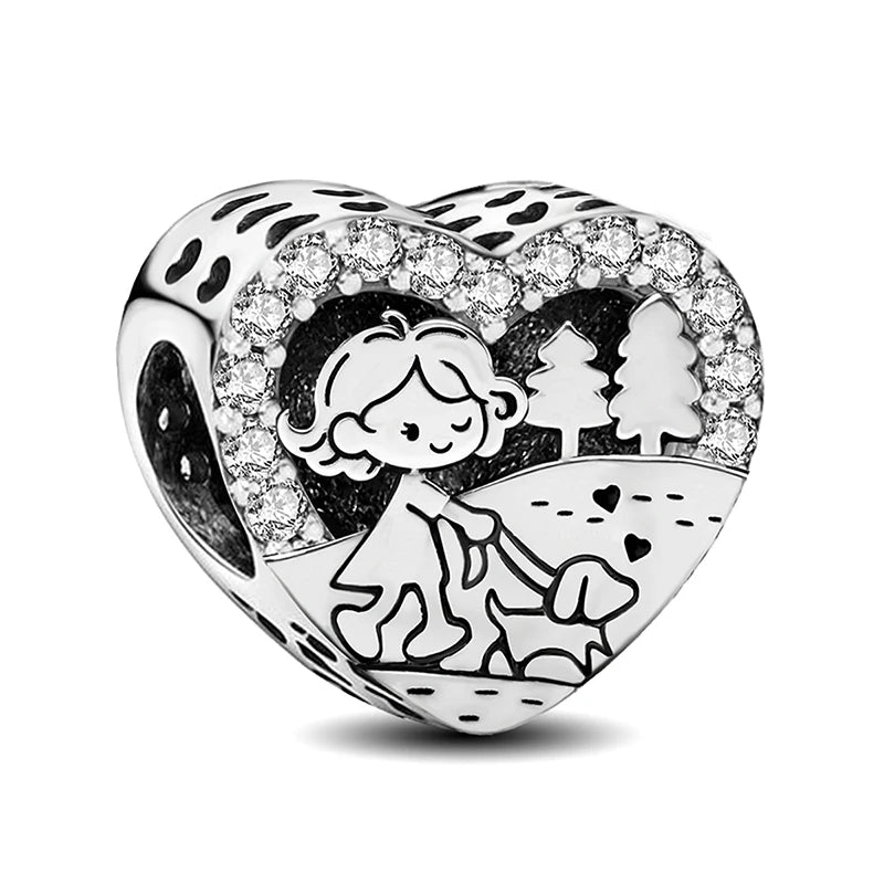 925 Silver Plated Love Heart Bead Venus De Milo DIY Bracelet Jewelry Gift