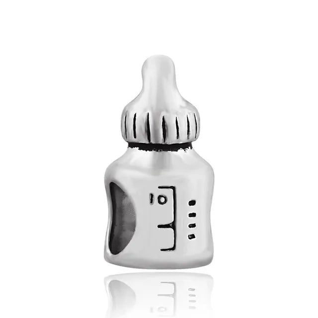 925 Sterling Silver Bead Pendant For Newborn Family Bottle Fits Bracelet Gift