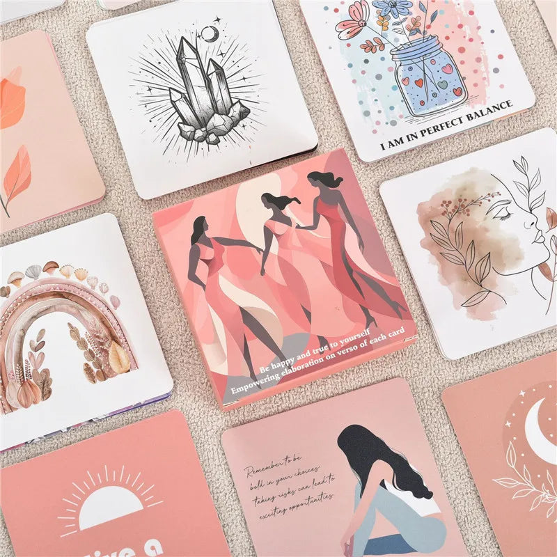 50Pcs Inspirational English Mindful Affirmation Cards Set Greeting Cards