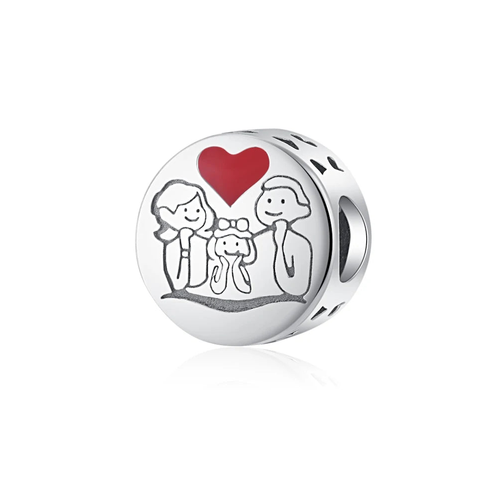 925 Sterling Silver Bead Pendant For Newborn Family Bottle Fits Bracelet Gift
