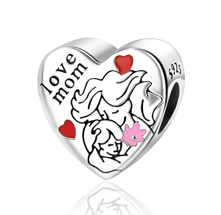 925 Silver Pink Flower Charm Infinity Heart Butterfly Tortoise Jewelry