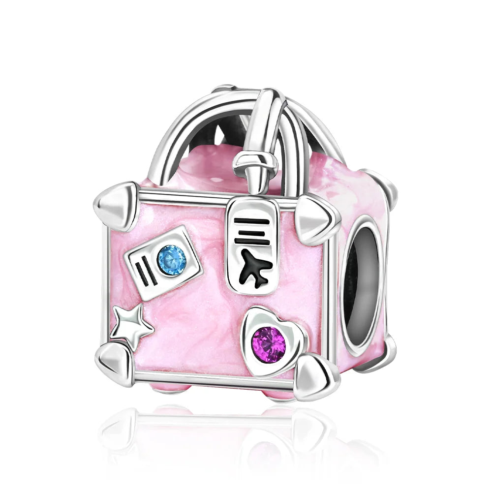 925 Silver Pink Flower Charm Infinity Heart Butterfly Tortoise Jewelry