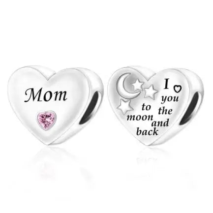 925 Sterling Silver Bead Pendant For Newborn Family Bottle Fits Bracelet Gift