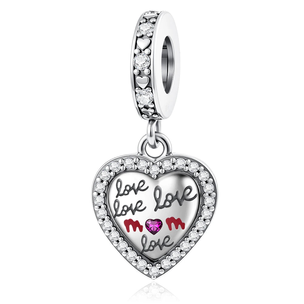925 Sterling Silver Bead Pendant For Newborn Family Bottle Fits Bracelet Gift