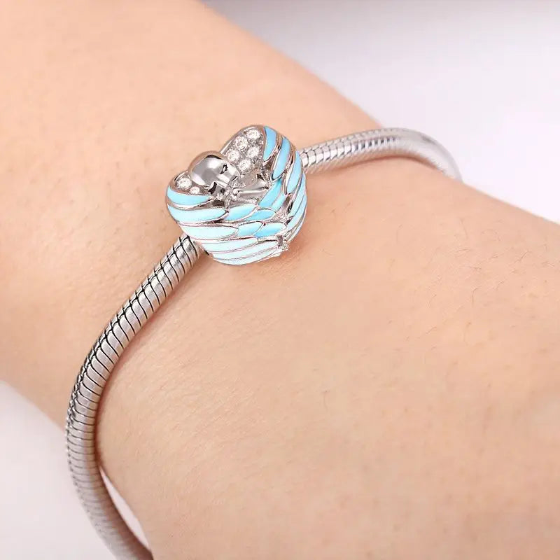 925 Sterling Silver Bead Pendant For Newborn Family Bottle Fits Bracelet Gift