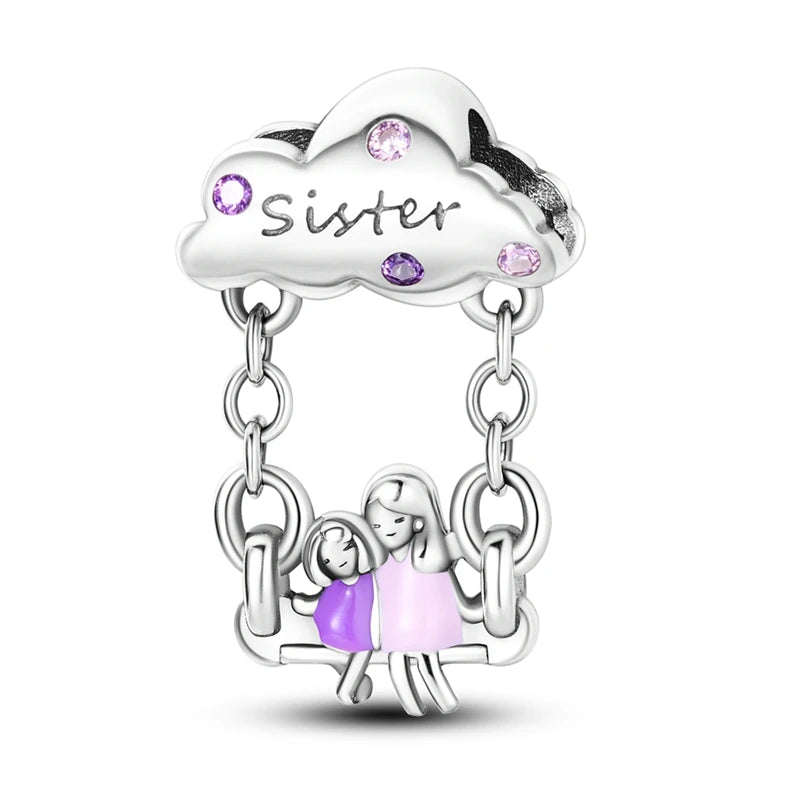925 Silver Mothers Day Charms Heart Beads Fit Original Bracelet DIY Jewelry Gift