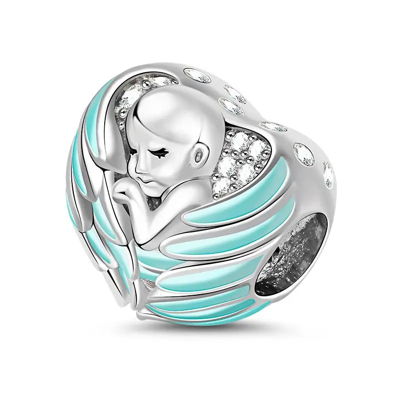 925 Sterling Silver Bead Pendant For Newborn Family Bottle Fits Bracelet Gift