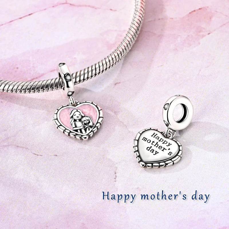 925 Silver Pink Flower Charm Infinity Heart Butterfly Tortoise Jewelry
