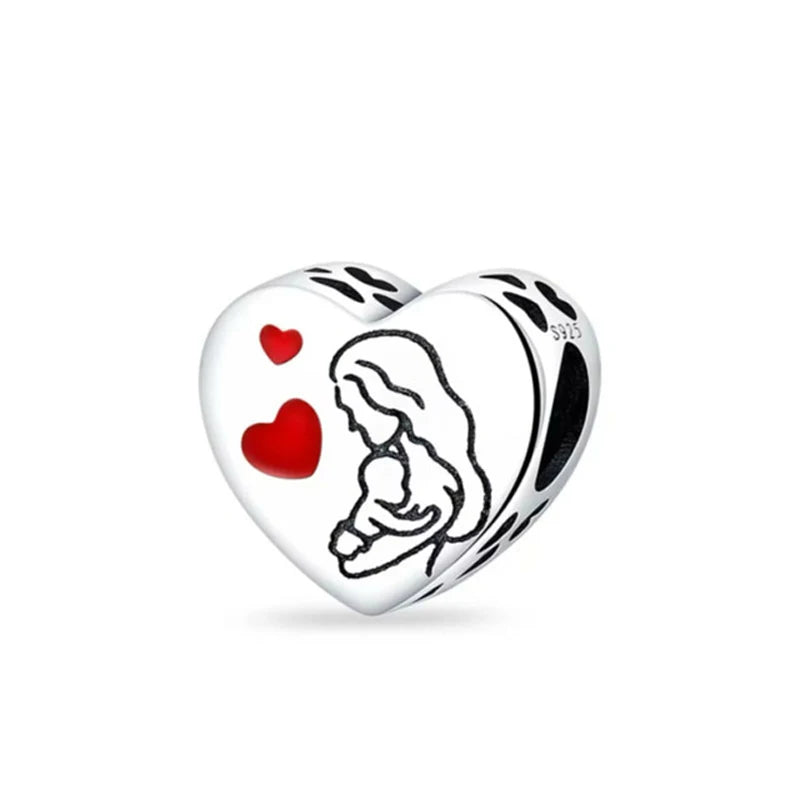 925 Sterling Silver Bead Pendant For Newborn Family Bottle Fits Bracelet Gift