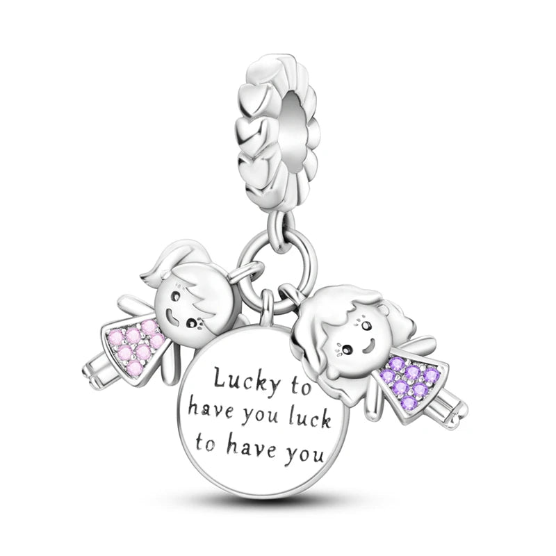 925 Silver Mothers Day Charms Heart Beads Fit Original Bracelet DIY Jewelry Gift