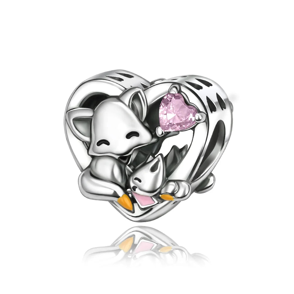 925 Silver Pink Flower Charm Infinity Heart Butterfly Tortoise Jewelry