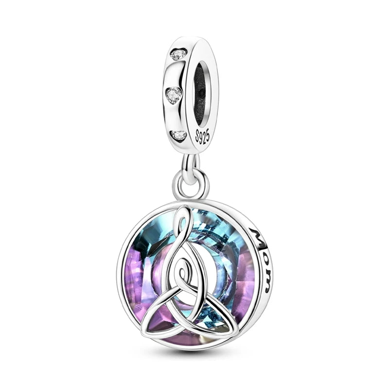 925 Silver Mothers Day Charms Heart Beads Fit Original Bracelet DIY Jewelry Gift