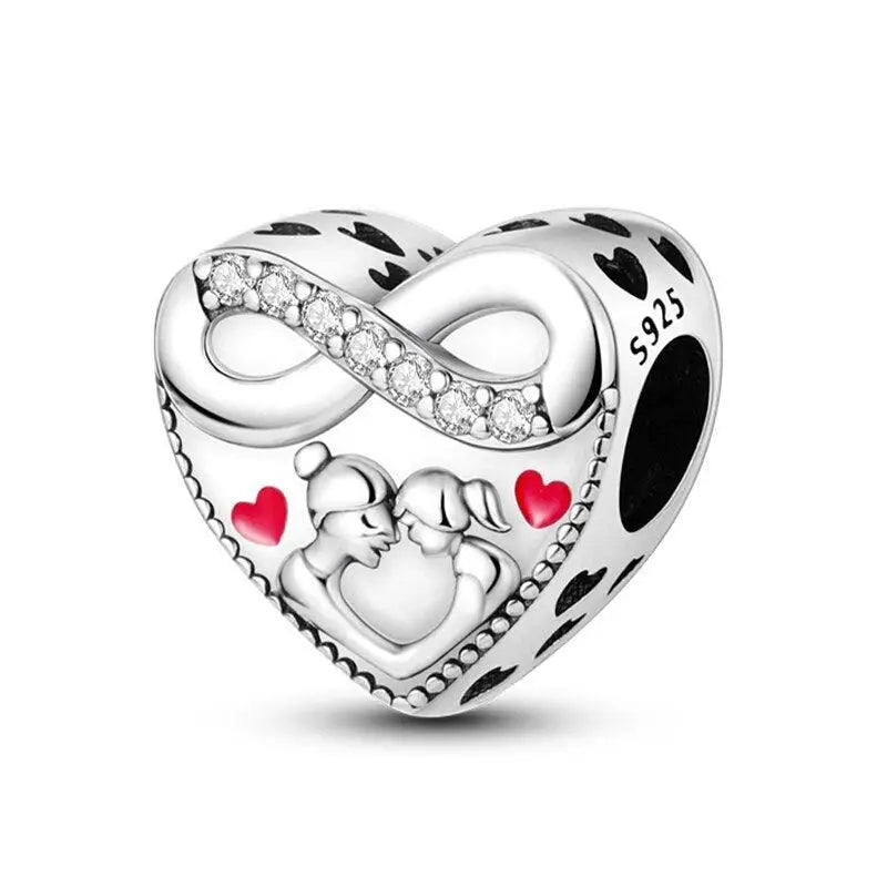 925 Sterling Silver Bead Pendant For Newborn Family Bottle Fits Bracelet Gift