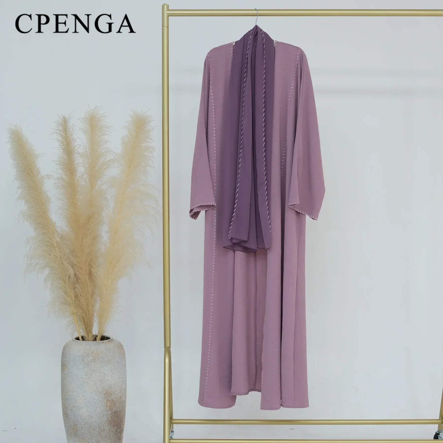 2 Piece Arabia Muslim Modest Cardigan for Women Eid Dubai Hijab Kimono Abaya Dress Luxury Islam Coat Clothing Turkish Solid Robe