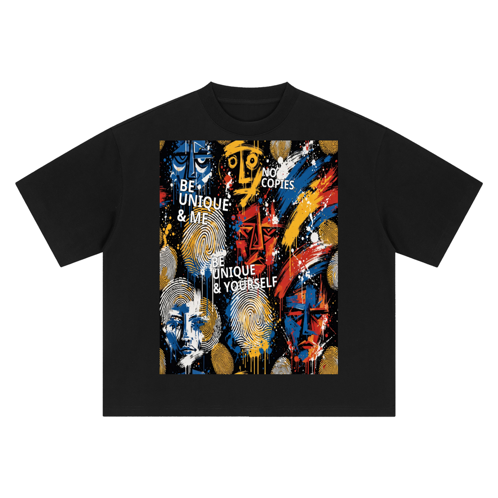 BE UNIQUE & ME Graffiti Faces Boxy Oversized Tee