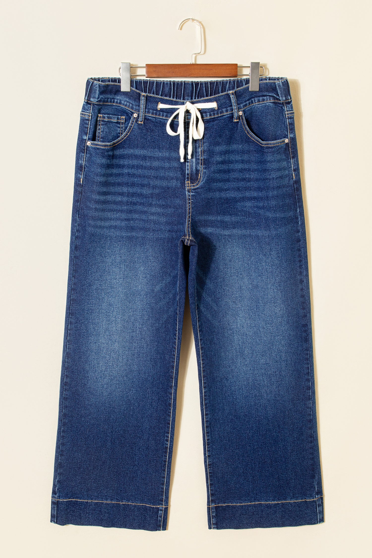 Iceland Blue Acid Wash Contrast Lace-up Plus Size Jeans