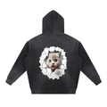 Vintage Washed Frayed Fleece Hoodie