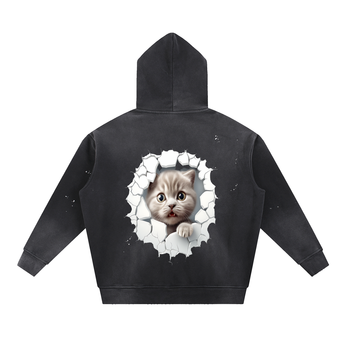 Vintage Washed Frayed Fleece Hoodie