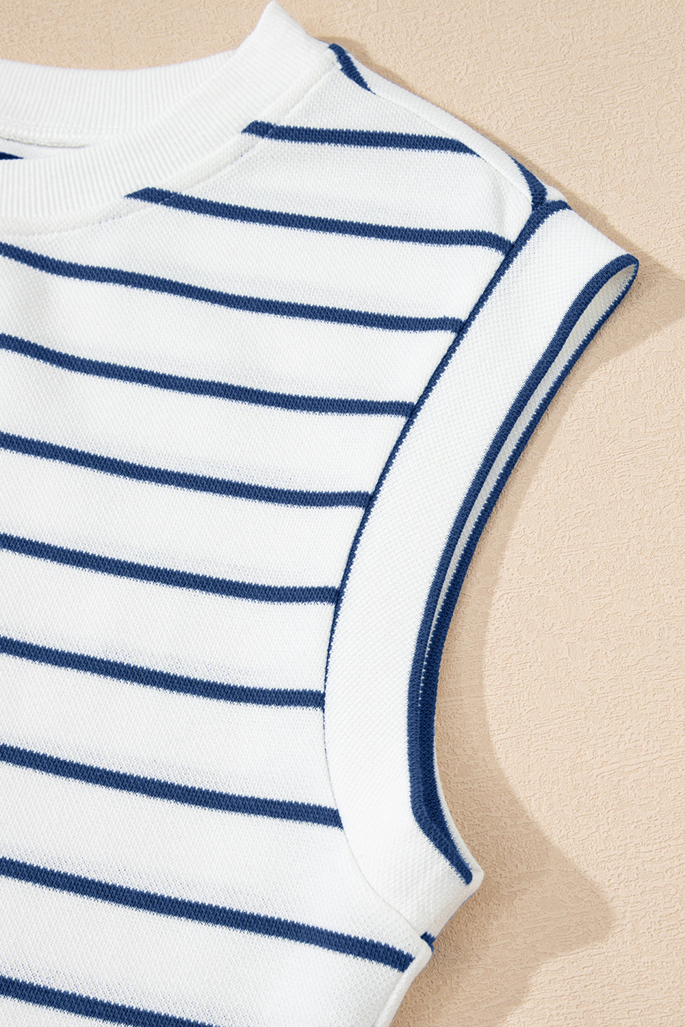 Sail Blue Casual Striped Tee and Wide Leg Pants Set