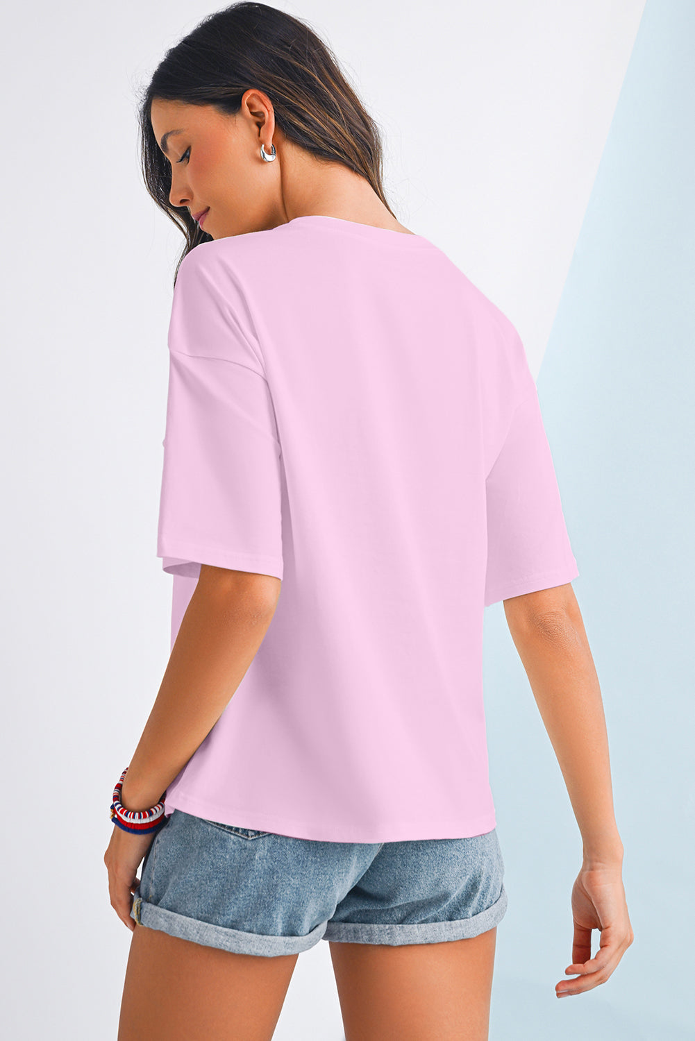 Myosotis Flag Bow Grafik Rundhals-T-Shirt