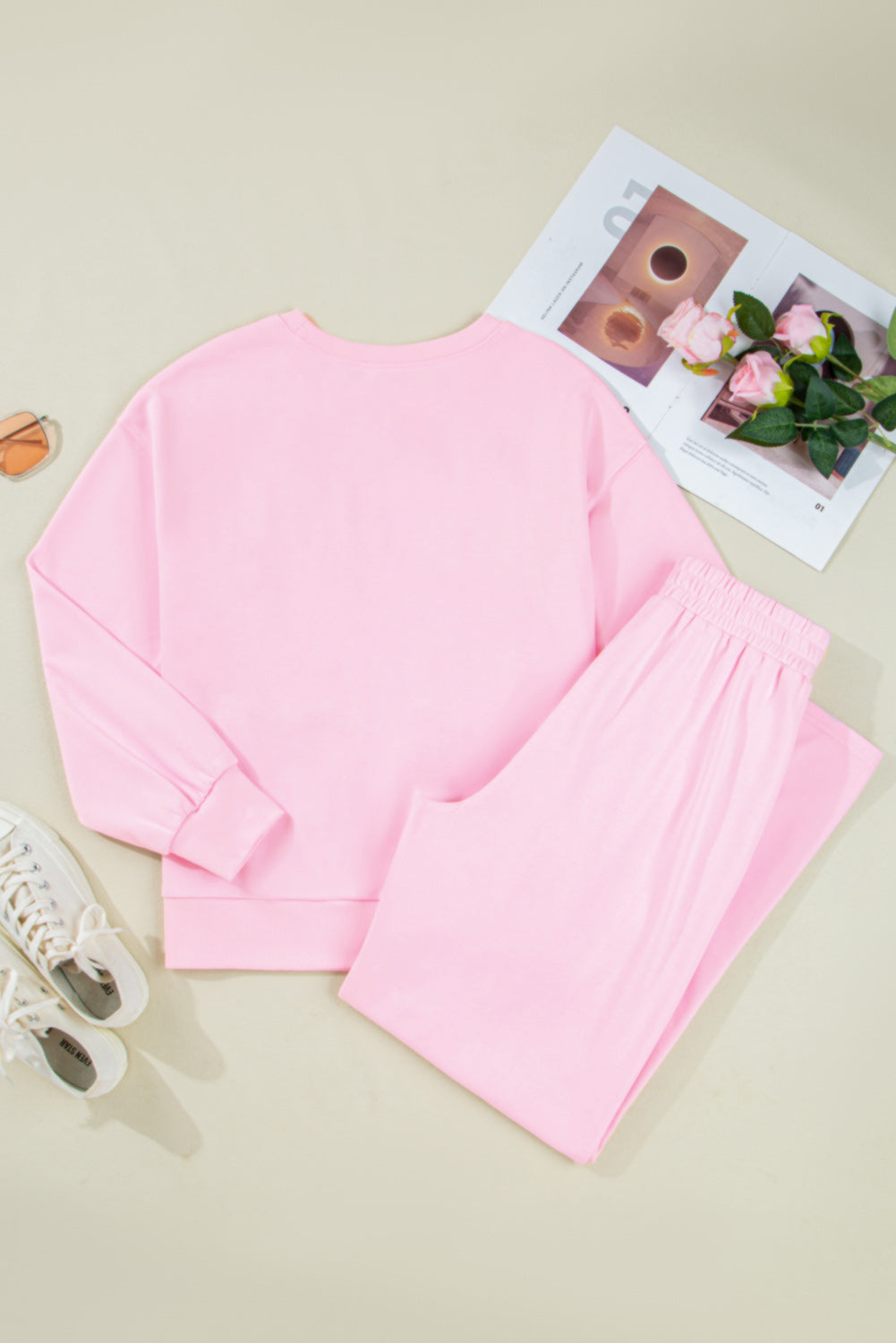 Chenille Heart Casual Pants Set – Cozy 2-Piece Loungewear