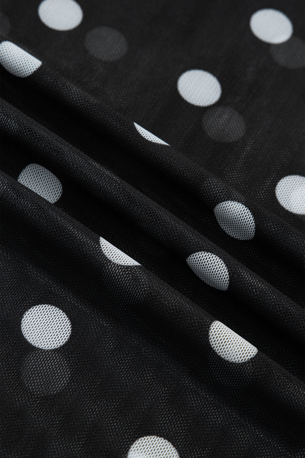 Plus Size Mock Neck Mesh Top – Polka Dot Long Sleeve