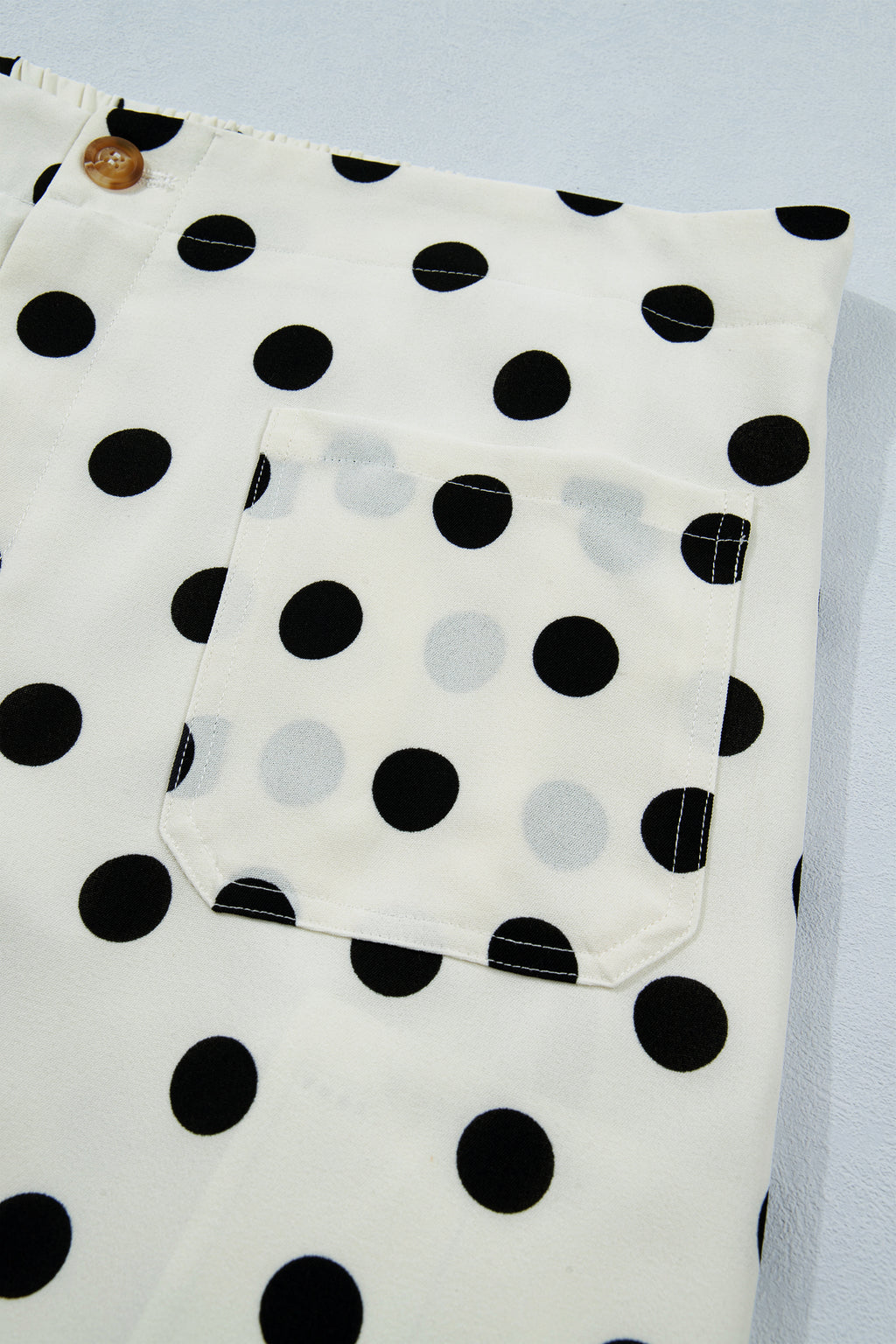 White Plus Size Polka Dot Print Patch Pocket Womens Shift Pants