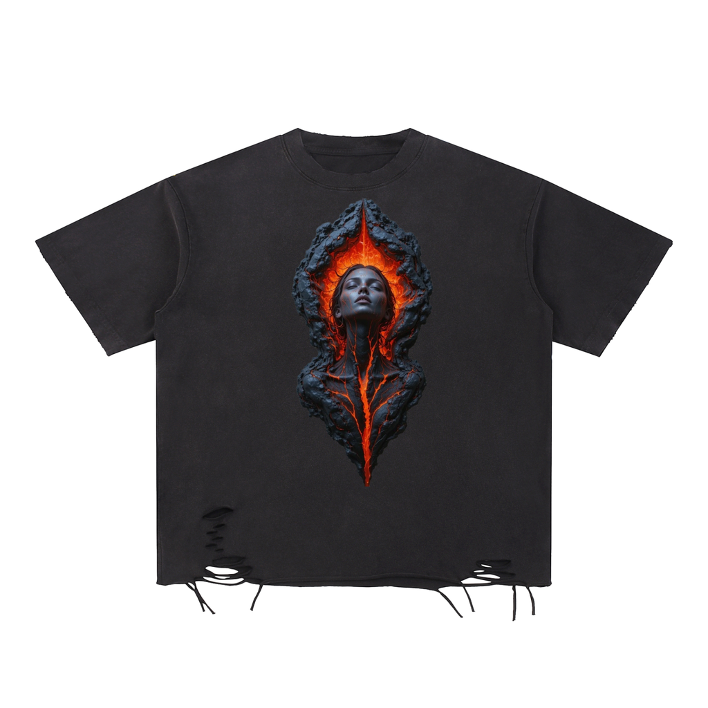 Snow Washed Raw-Hem T-Shirt