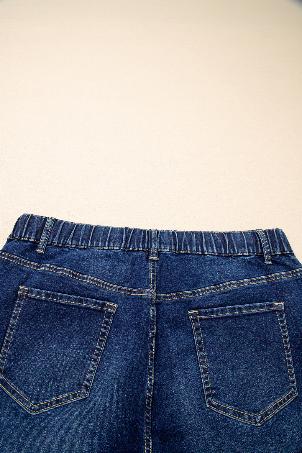 Iceland Blue Acid Wash Contrast Lace-up Plus Size Jeans