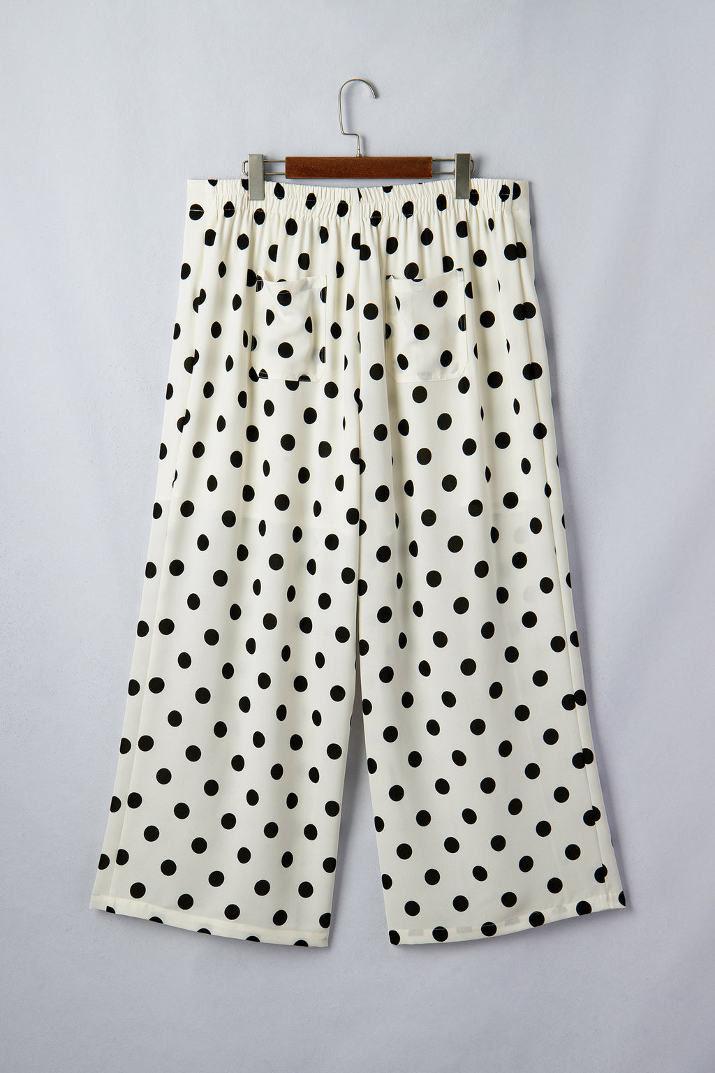 White Plus Size Polka Dot Print Patch Pocket Womens Shift Pants
