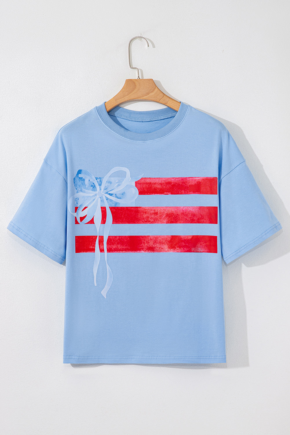 Myosotis Flag Bow Grafik Rundhals-T-Shirt