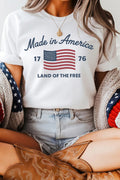 Weißes T-Shirt mit amerikanischer Flagge im Retro-Design